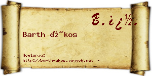 Barth Ákos névjegykártya